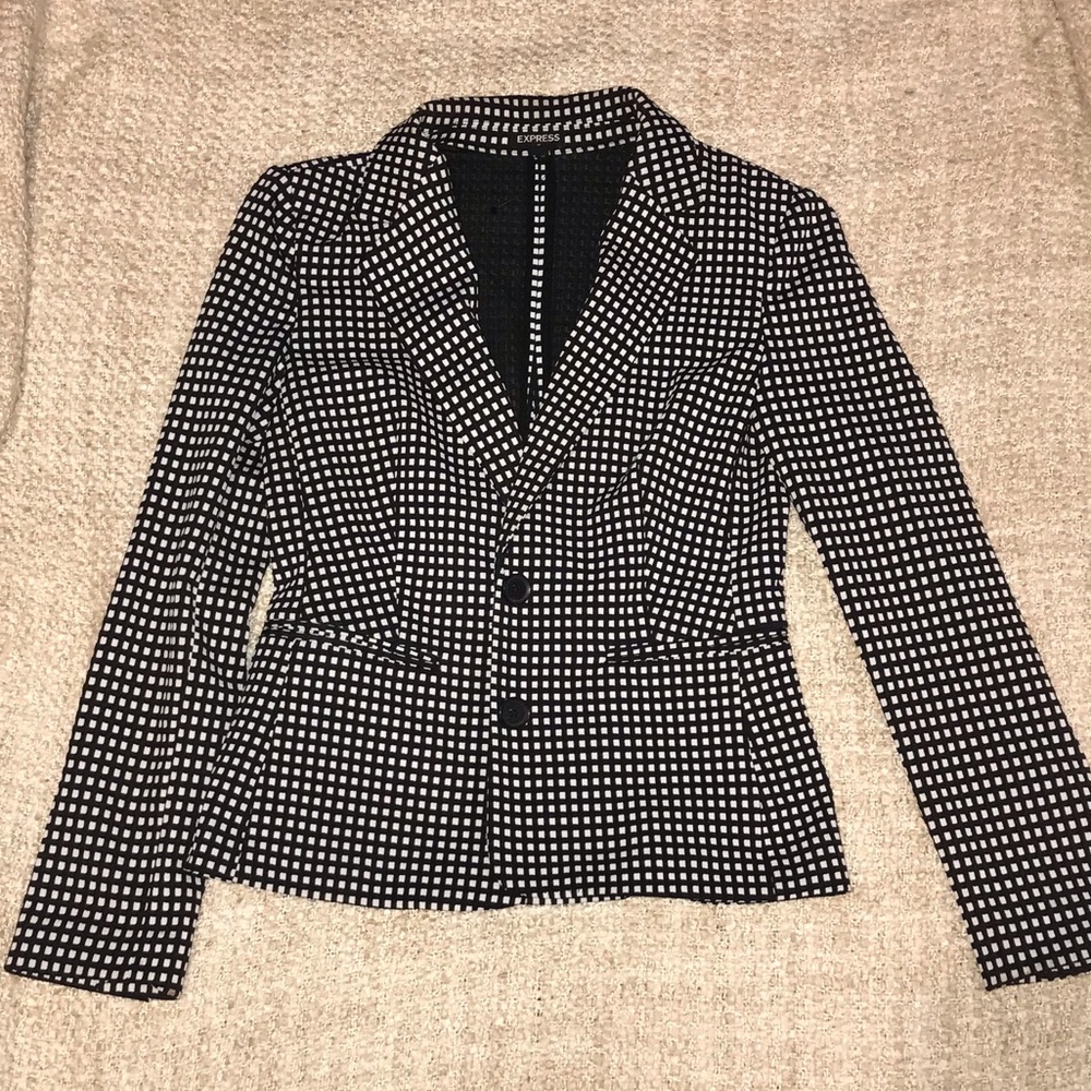 Checkered Black & White Blazer